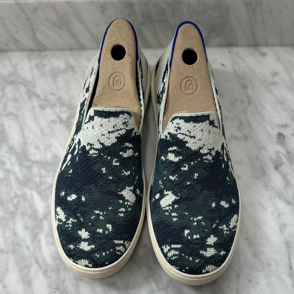 Rothy’s Shibori Slip-On Sneakers in Sea Green